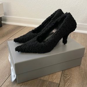 Balenciaga faux fur knife pumps